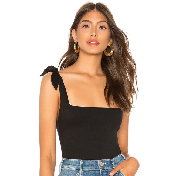 Free People Tops - NWOT Free People Tie Shoulder Bodysuit in Black- M